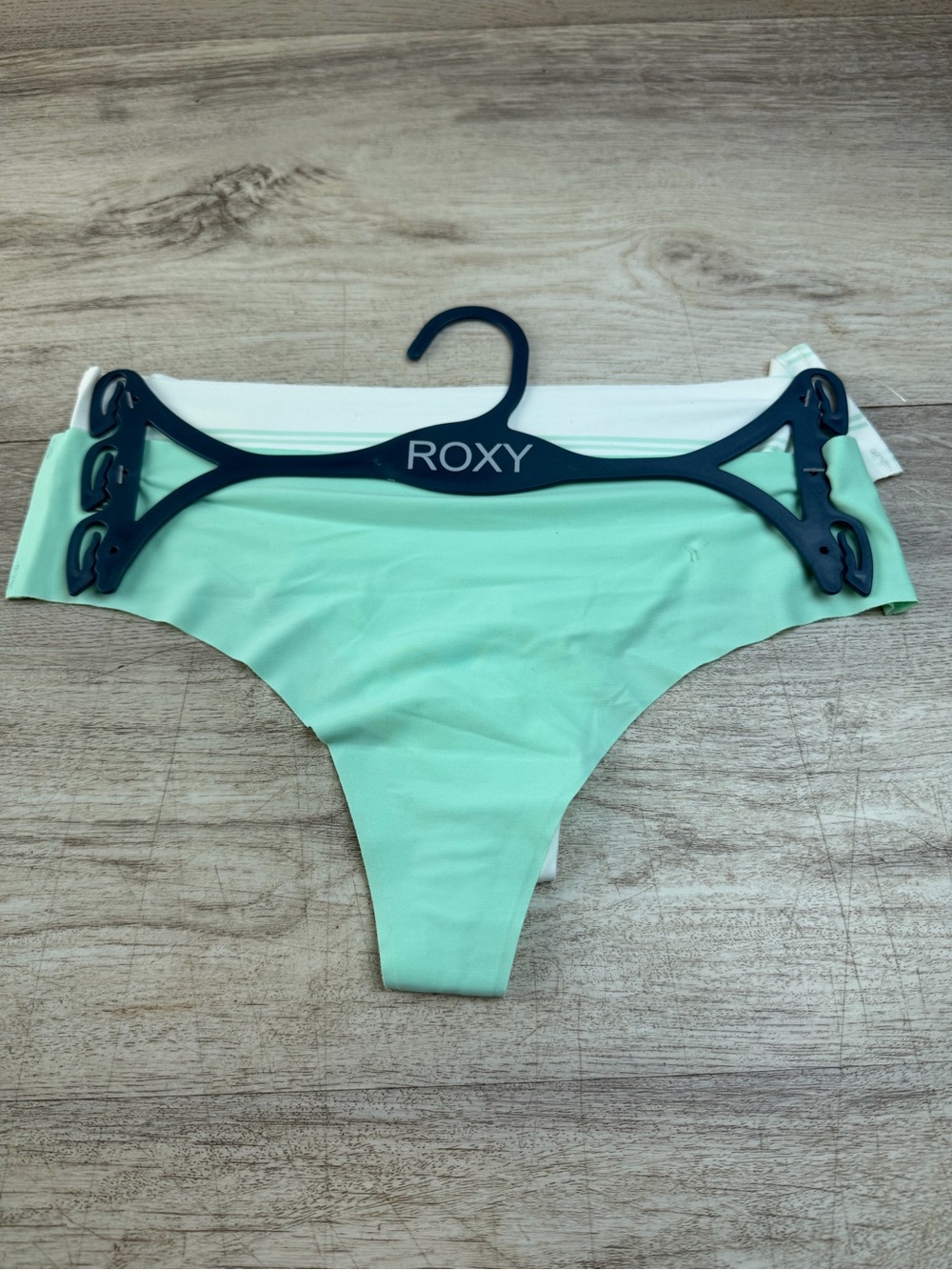 2 PACK ROXY WOMEN'S Seamless STRETCH THONG, SZ Small Mint Green & White Striped